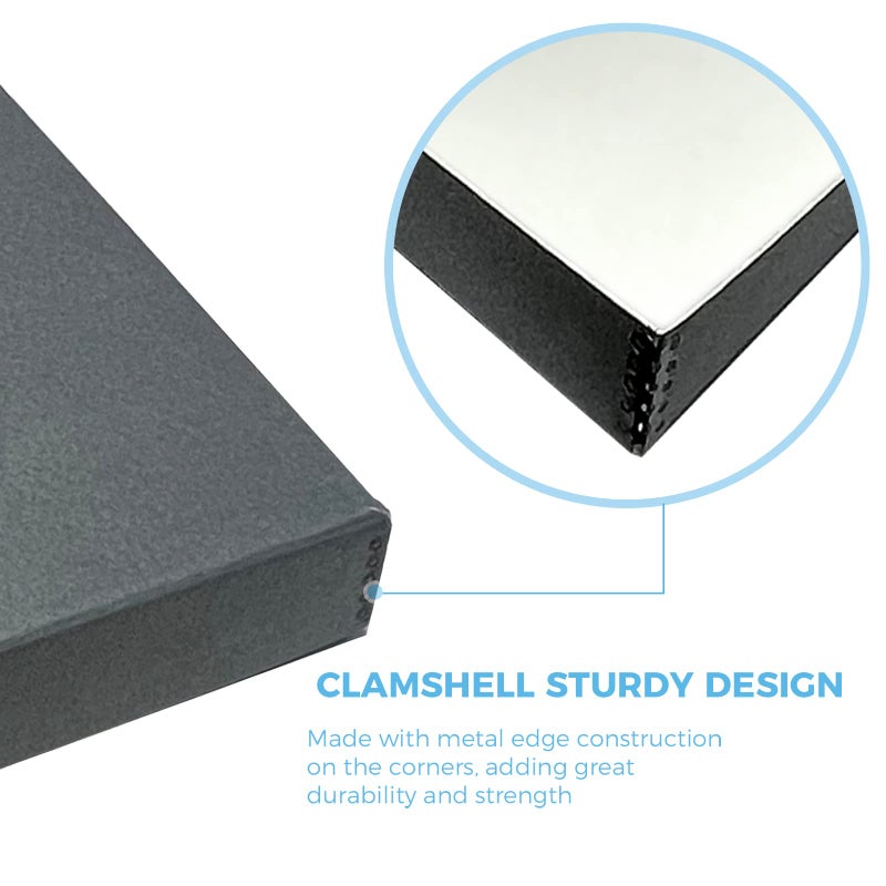 Lineco Folio Storage Box, Clamshell Design with Metal Edge. 18.5x24.5x1.75 Inches, Archival Boxboard, Preserve Photos, Cards, Magazines, Documents, Art, Ephemera, Family Records, Gray, Pack of 1 - Image 4